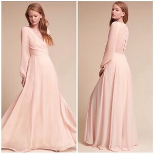 New Watters & Watters x BHLDN Nova Maxi Dress Ice Pink Chiffon Sz 10